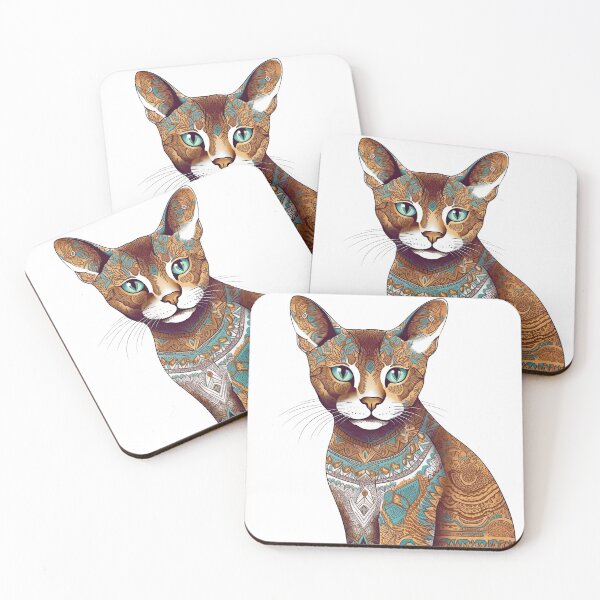 Item preview, Hues' Whimsical Abyssinian Cat Surreal Digital Portrait Art for Feline designed and sold by DooodleGod.