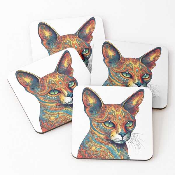 Item preview, Hues' Whimsical Abyssinian Cat Surreal Digital Portrait Art for Feline designed and sold by DooodleGod.