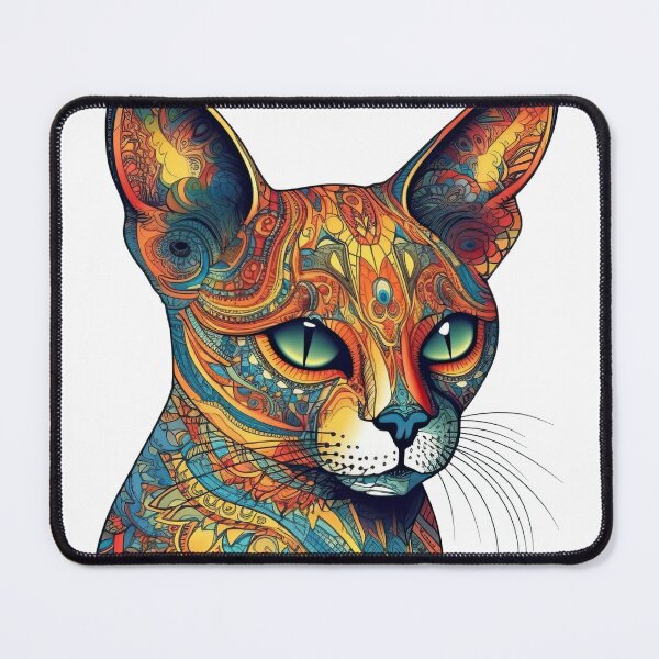 Item preview, Hues' Whimsical Abyssinian Cat Surreal Digital Portrait Art for Feline designed and sold by DooodleGod.