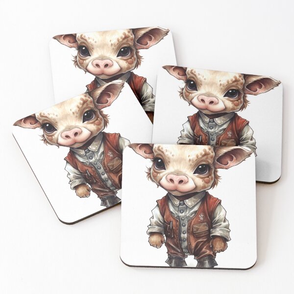 Item preview, Cow Animal Clipart, Animal Schoolboy, Educated Fauna Art, Student Beast, School Creature, Learned Animal, Home Watercolor Art designed and sold by CoolorPainting.