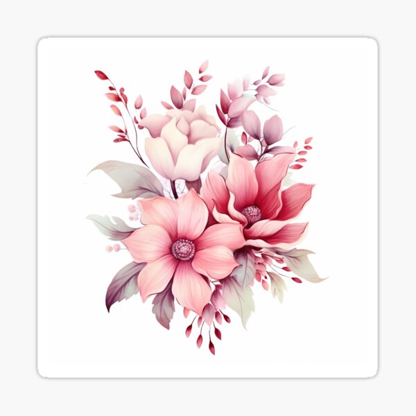 1pc aquarelle fleur sticker mural fleurs sauvages plantes stickers