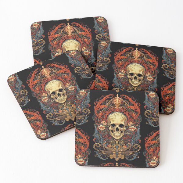 Item preview, Illustrated Skull Floral Nouveau designed and sold by ArtfulImprints.