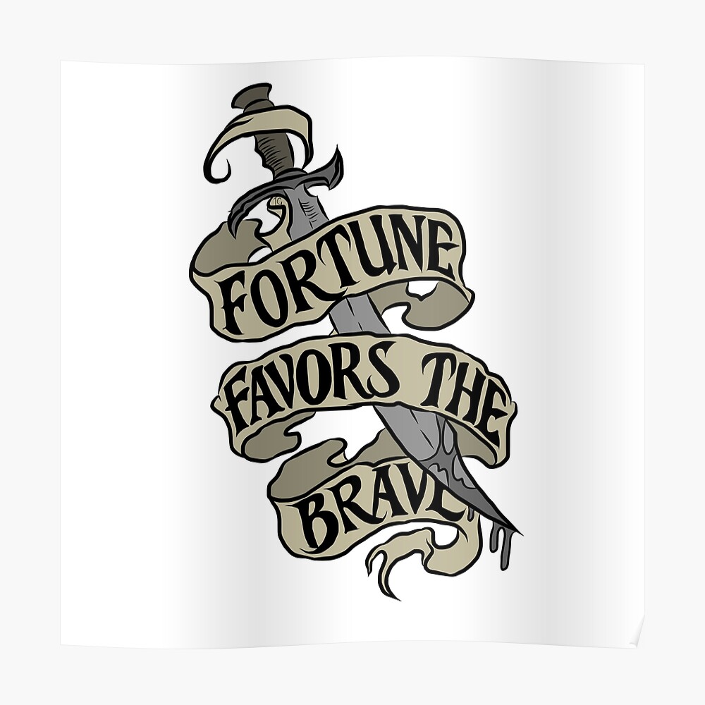 Fortune Favours the Brave for Poster Tshirt or Label Print Stock Vector   Illustration of national oval 73278299