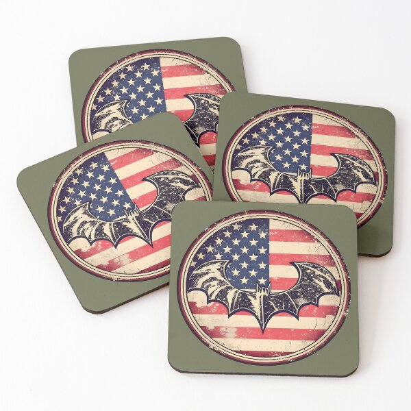 Item preview, Black bat silouhette on a distressed american flag designed and sold by Clearmind-Arts.