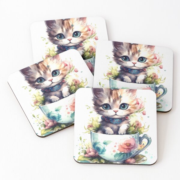 Item preview, Kitten with Tea Cup Clipart, Furry Friend Tea Party, Playful Feline Art, Kitty Tea Time Themes, Charming Cat Imagery designed and sold by CoolorPaint.