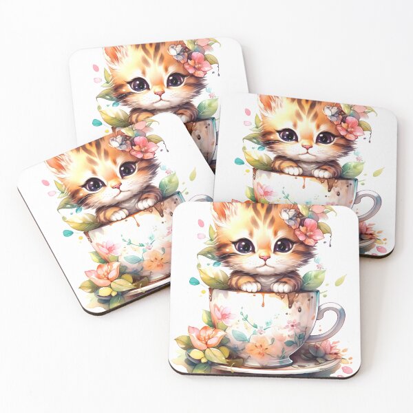 Item preview, Kitten with Tea Cup Clipart, Furry Friend Tea Party, Playful Feline Art, Kitty Tea Time Themes, Charming Cat Imagery designed and sold by CoolorPaint.