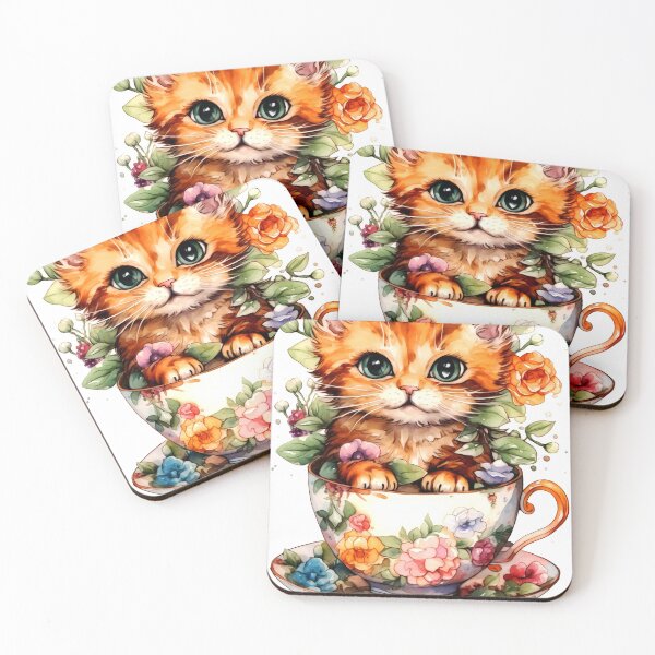 Item preview, Kitten with Tea Cup Clipart, Furry Friend Tea Party, Playful Feline Art, Kitty Tea Time Themes, Charming Cat Imagery designed and sold by CoolorPaint.