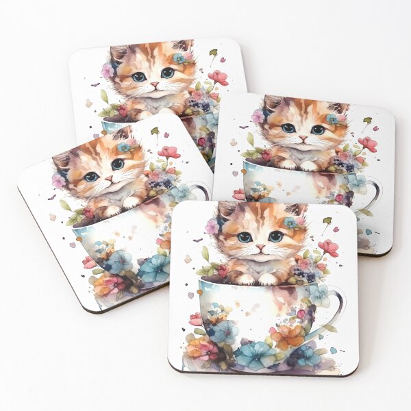 Item preview, Kitten with Tea Cup Clipart, Furry Friend Tea Party, Playful Feline Art, Kitty Tea Time Themes, Charming Cat Imagery designed and sold by CoolorPaint.