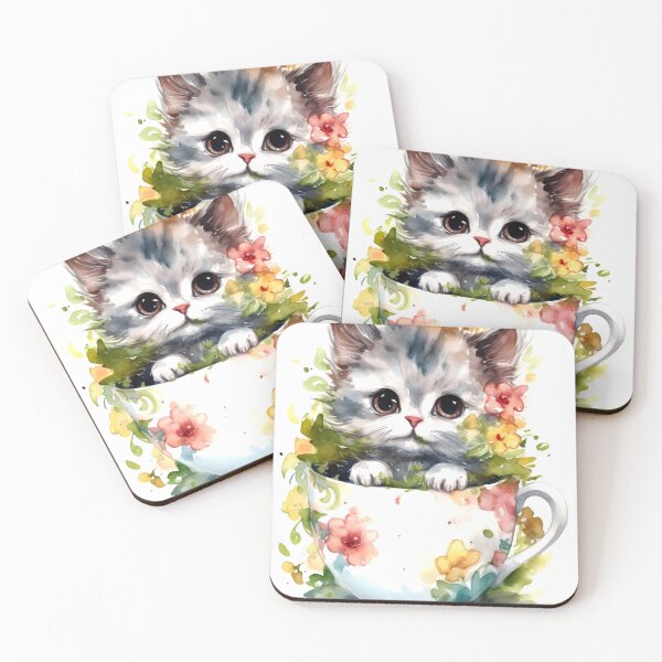 Item preview, Kitten with Tea Cup Clipart, Furry Friend Tea Party, Playful Feline Art, Kitty Tea Time Themes, Charming Cat Imagery designed and sold by CoolorPaint.