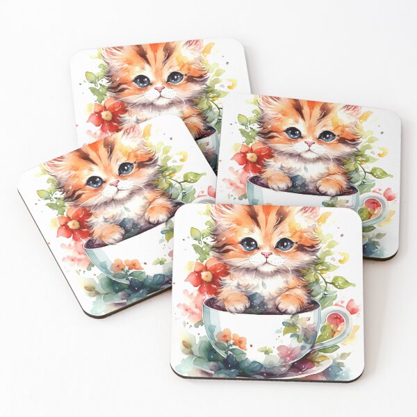 Item preview, Kitten with Tea Cup Clipart, Furry Friend Tea Party, Playful Feline Art, Kitty Tea Time Themes, Charming Cat Imagery designed and sold by CoolorPaint.
