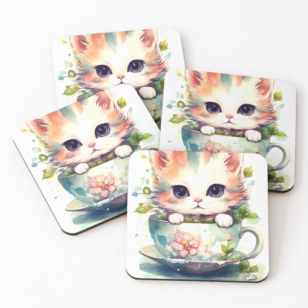 Item preview, Kitten with Tea Cup Clipart, Furry Friend Tea Party, Playful Feline Art, Kitty Tea Time Themes, Charming Cat Imagery designed and sold by CoolorPaint.