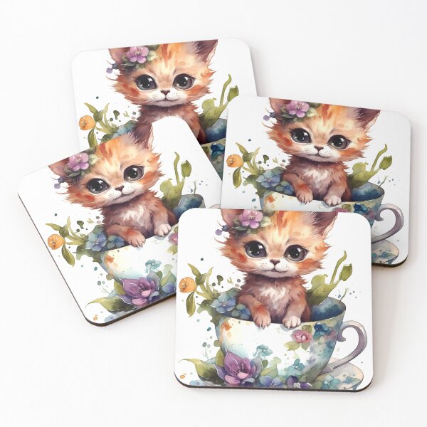 Item preview, Kitten with Tea Cup Clipart, Furry Friend Tea Party, Playful Feline Art, Kitty Tea Time Themes, Charming Cat Imagery designed and sold by CoolorPaint.