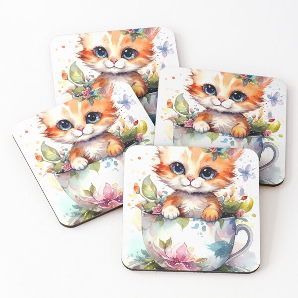 Item preview, Kitten with Tea Cup Clipart, Furry Friend Tea Party, Playful Feline Art, Kitty Tea Time Themes, Charming Cat Imagery designed and sold by CoolorPaint.