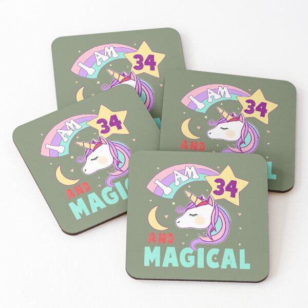 Item preview, Funny 34th Birthday 	 Unicorn Rainbow I Am 34 and Magical 	 	 designed and sold by bolbokvl11.