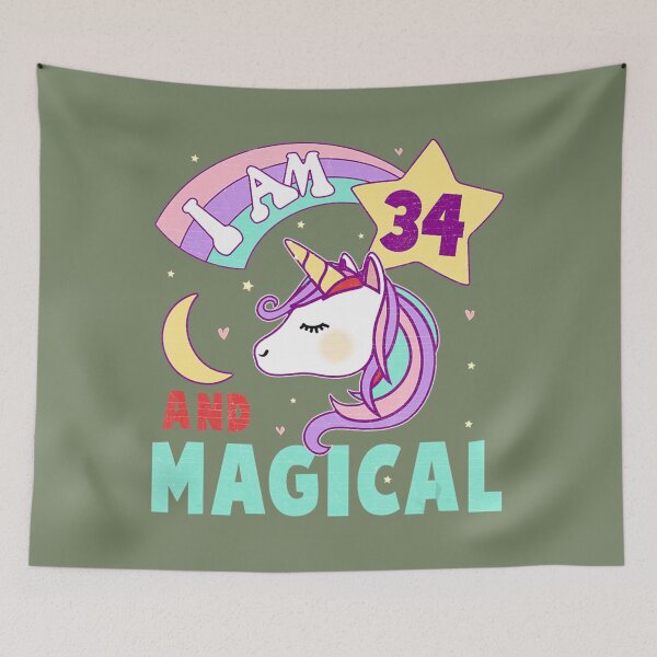 Item preview, Funny 34th Birthday Unicorn Rainbow I Am 34 and Magical designed and sold by bolbokvl11.