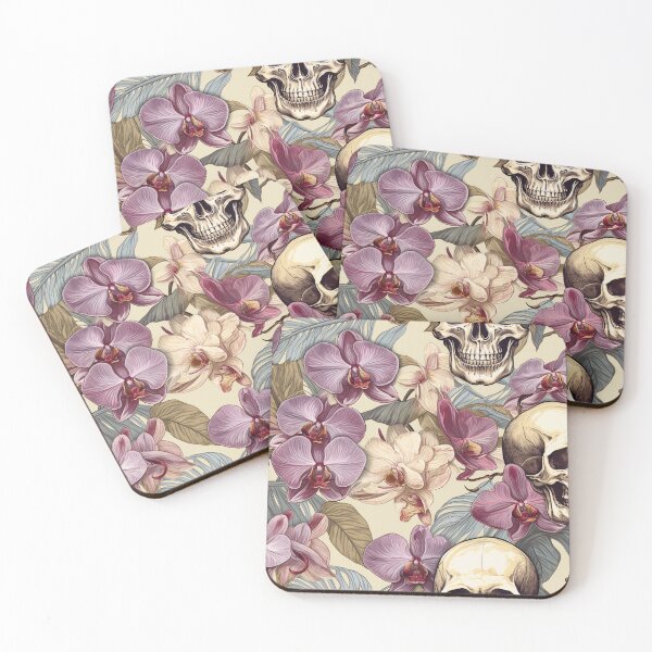 Item preview, Vintage style  Skulls and Orchids pattern designed and sold by ArtfulImprints.