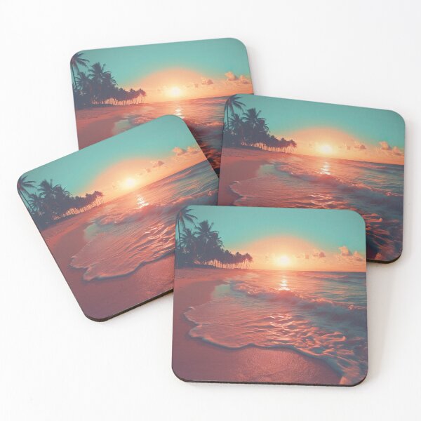 Item preview, Beautiful Sunset over Tropical Sandy Beach with Palm Trees designed and sold by MagicStrawberry.