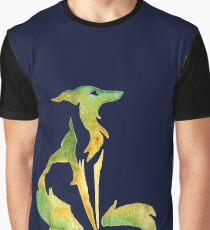 Little Gold Green Silken Sitting Pretty - Sighthound Windhound Long Doggo Lurcher Graphic T-Shirt