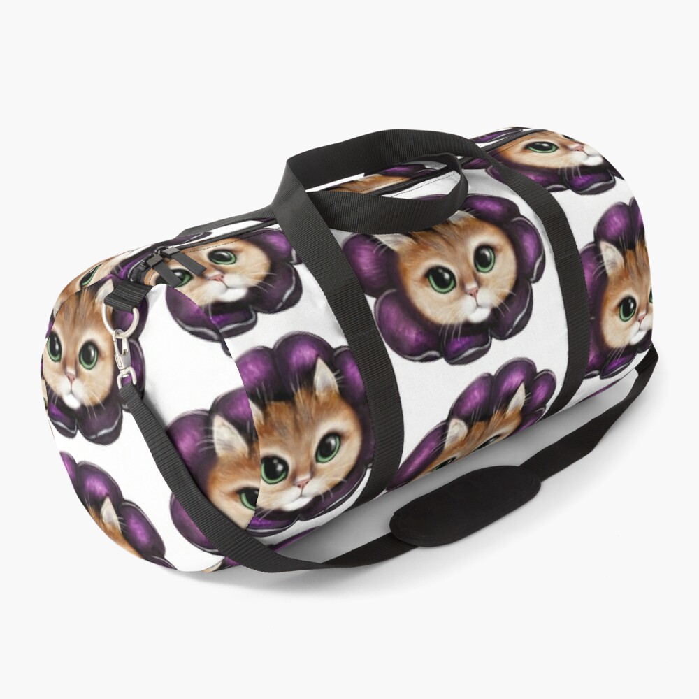 Cat face in a flower acrylic painting Duffle Bag for Sale by Funsize-Art