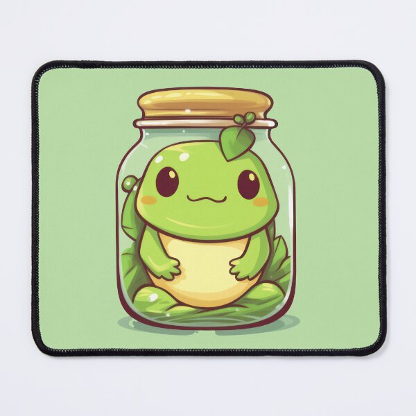 Item preview, Kawaii baby frog in a jar with leaf as a tag designed and sold by MagicStrawberry.