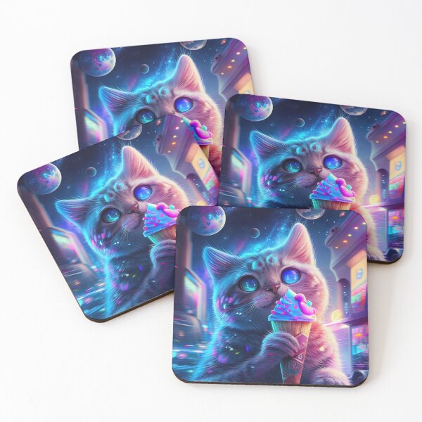Item preview, Cute Cat Eating Ice Cream designed and sold by RobertoGreen.