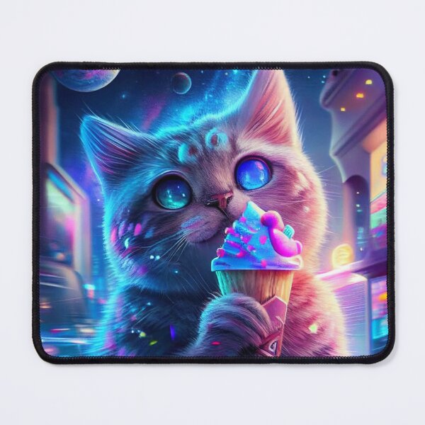 Item preview, Cute Cat Eating Ice Cream designed and sold by RobertoGreen.