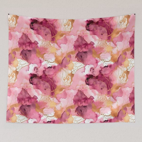 Item preview, Alcohol Ink Pink Gold Marble Pattern Artwork designed and sold by EnchantedPixel3.