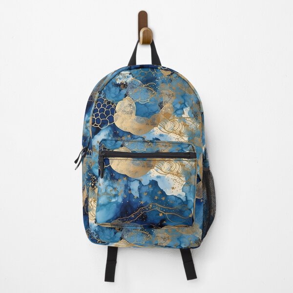 Item preview, Alcohol Ink Blue Gold Yukata Marble Pattern Artwork designed and sold by EnchantedPixel3.