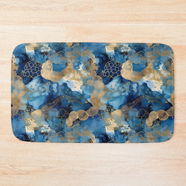 Item preview, Alcohol Ink Blue Gold Yukata Marble Pattern Artwork designed and sold by EnchantedPixel3.