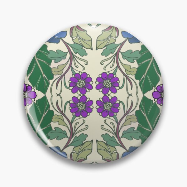 Item preview, Ornate Baroque style blue, green and purple flower pattern designed and sold by ahahdodo.