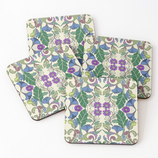 Item preview, Ornate Baroque style blue, green and purple flower pattern designed and sold by ahahdodo.