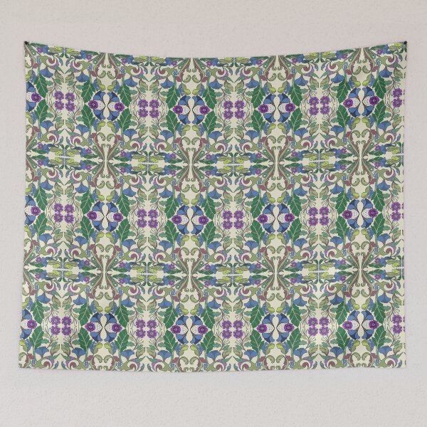 Item preview, Ornate Baroque style blue, green and purple flower pattern designed and sold by ahahdodo.