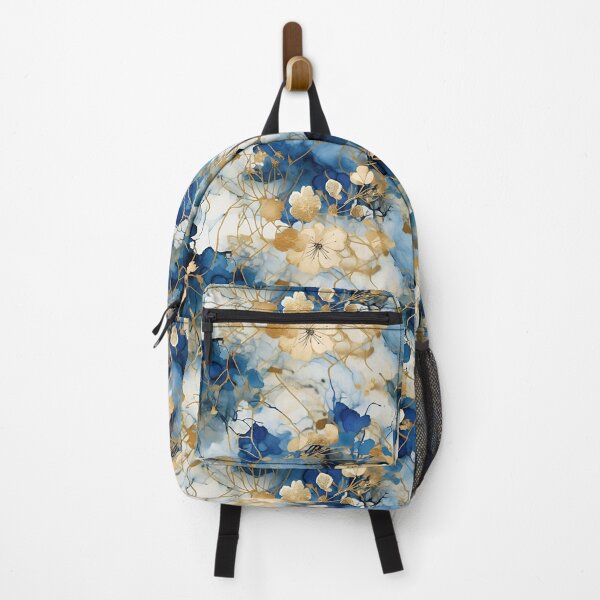 Item preview, Alcohol Ink Blue Gold Yukata Marble Pattern Artwork designed and sold by EnchantedPixel3.