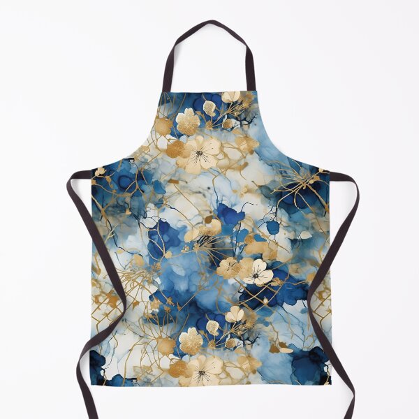 Item preview, Alcohol Ink Blue Gold Yukata Marble Pattern Artwork designed and sold by EnchantedPixel3.