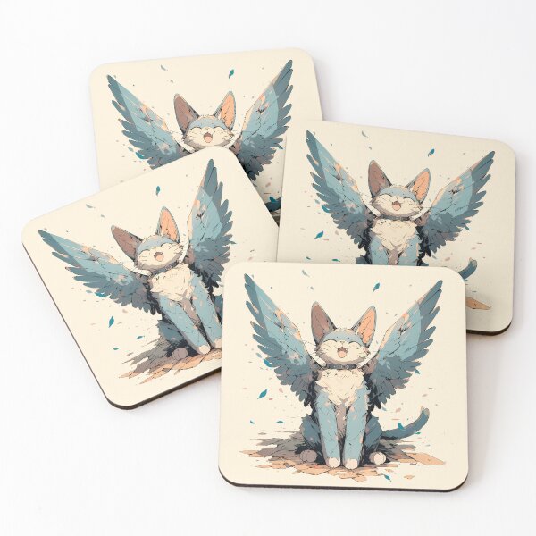 Item preview, Cute blue cat with wings designed and sold by Hirako Nakatsu.