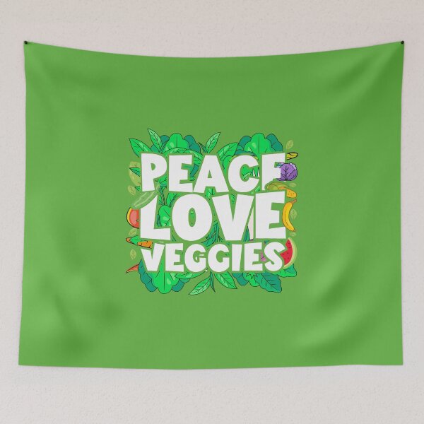 Item preview, Peace Love Veggies for vegans designed and sold by ArtMeetsPizza.