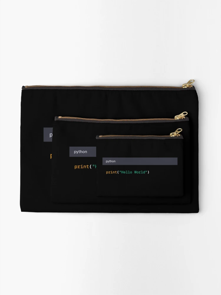 Thumbnail 2 of 4, Zipper Pouch, Hello World in Python designed and sold by AureStyle.