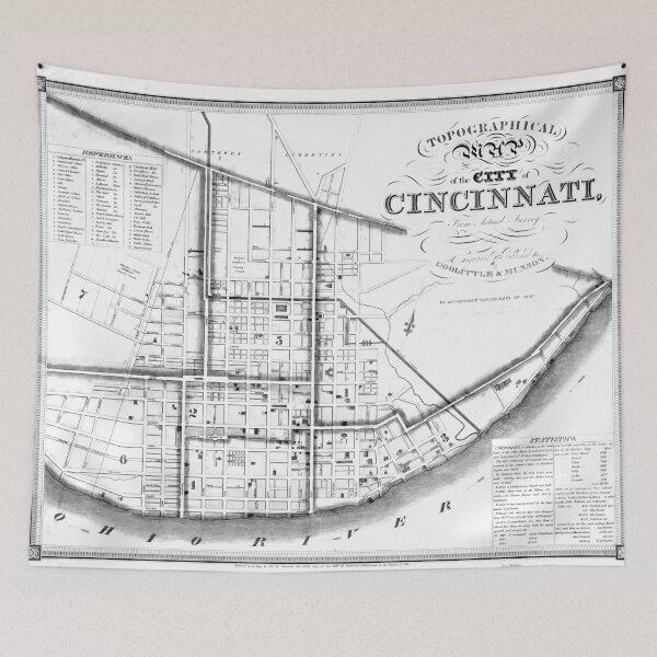 Item preview, Vintage Map of Cincinnati Ohio (1841) BW designed and sold by BravuraMedia.