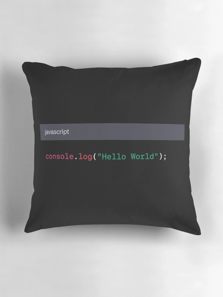 Thumbnail 3 of 4, Pillow, Hello World in JavaScript designed and sold by AureStyle.