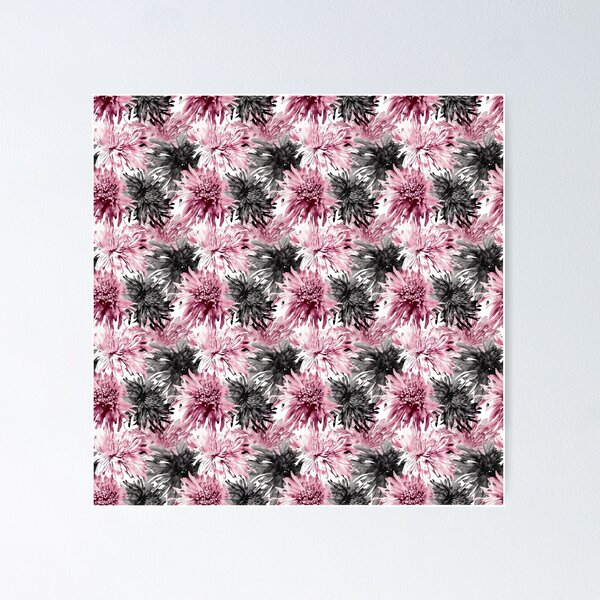 Item preview, Estampado crisantemos morados con negro designed and sold by avisionarts23.