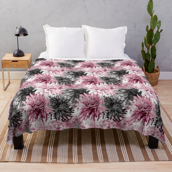 Item preview, Purple chrysanthemums print with black designed and sold by avisionarts23.
