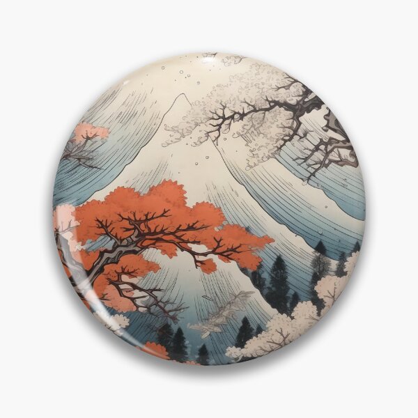 Item preview, Okiyo-e Vintage Retro Japanese Forest Mountain Storm Wood Block Art designed and sold by BrandonArtWorld.