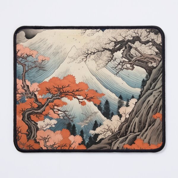 Item preview, Okiyo-e Vintage Retro Japanese Forest Mountain Storm Wood Block Art designed and sold by BrandonArtWorld.