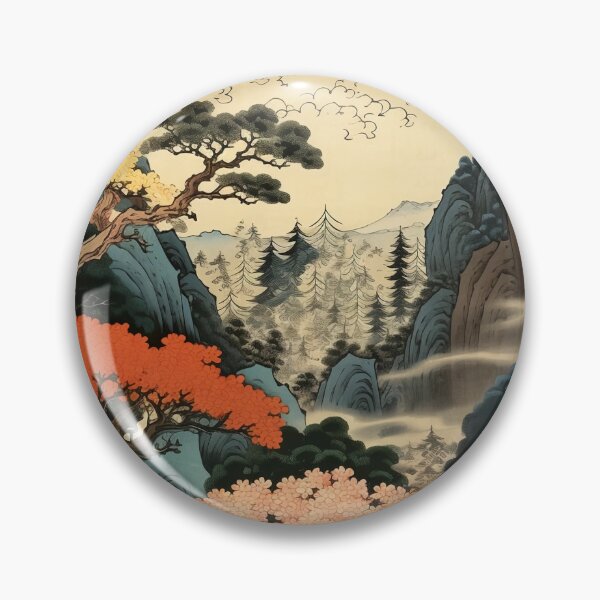 Item preview,  Okiyo-e Vintage Retro Japanese Forest Mountain Storm Wood Block Art designed and sold by BrandonArtWorld.