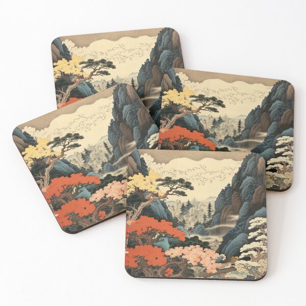 Item preview,  Okiyo-e Vintage Retro Japanese Forest Mountain Storm Wood Block Art designed and sold by BrandonArtWorld.