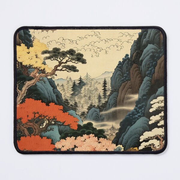 Item preview, Okiyo-e Vintage Retro Japanese Forest Mountain Storm Wood Block Art designed and sold by BrandonArtWorld.