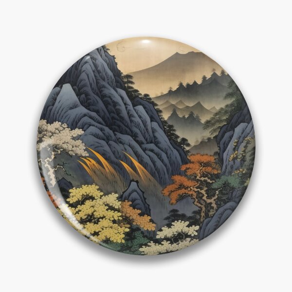 Item preview, Okiyo-e Vintage Retro Japanese Forest Mountain Storm Wood Block Art designed and sold by BrandonArtWorld.