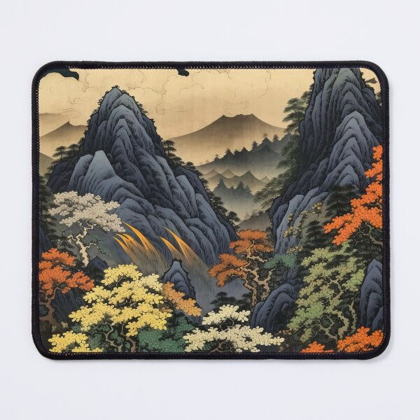 Item preview, Okiyo-e Vintage Retro Japanese Forest Mountain Storm Wood Block Art designed and sold by BrandonArtWorld.