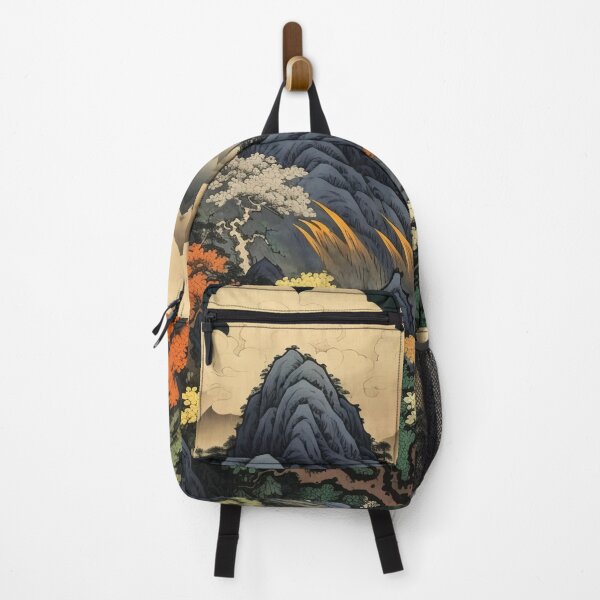 Item preview, Okiyo-e Vintage Retro Japanese Forest Mountain Storm Wood Block Art designed and sold by BrandonArtWorld.