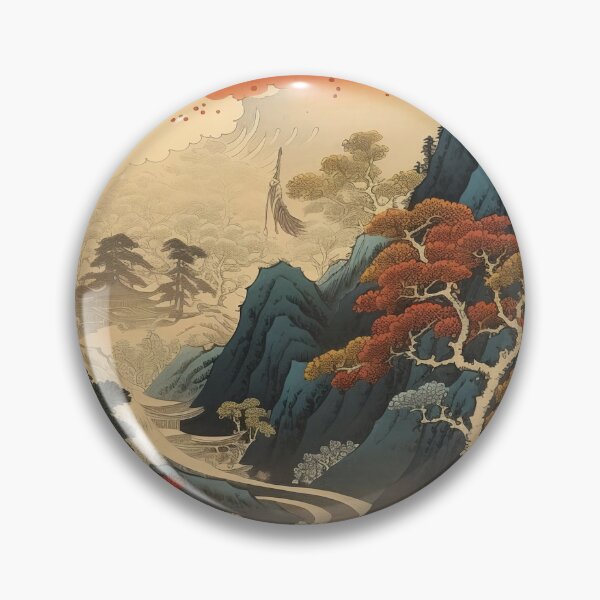 Item preview, Okiyo-e Vintage Retro Japanese Forest Mountain Storm Wood Block Art designed and sold by BrandonArtWorld.